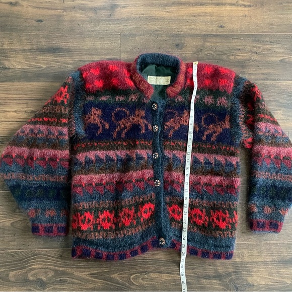 Vintage Siochain Mohair Ireland Irish Wool Sweater Coat XL Monkey Aztec - Picture 4 of 7